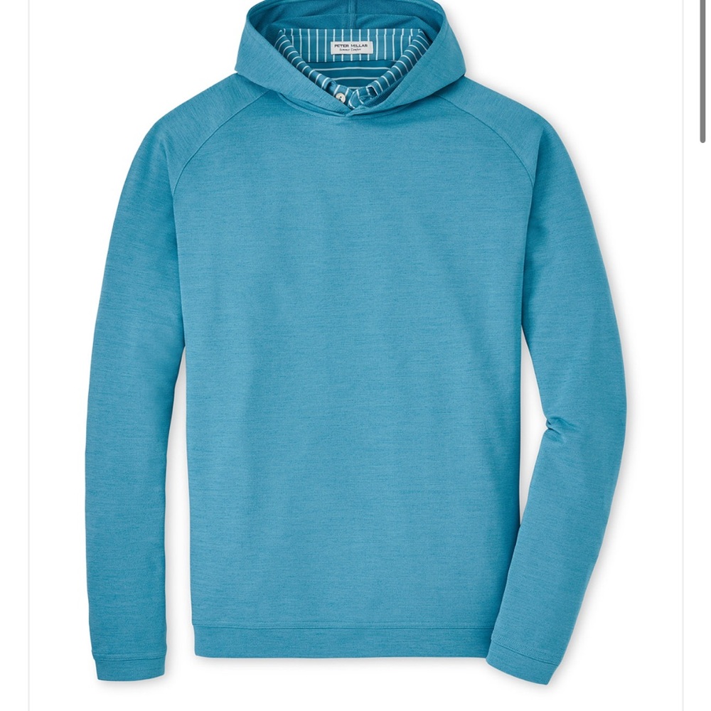 New Peter Millar Men's Jasper Blue Pine Performance Hoodie MSRP $145 NWT